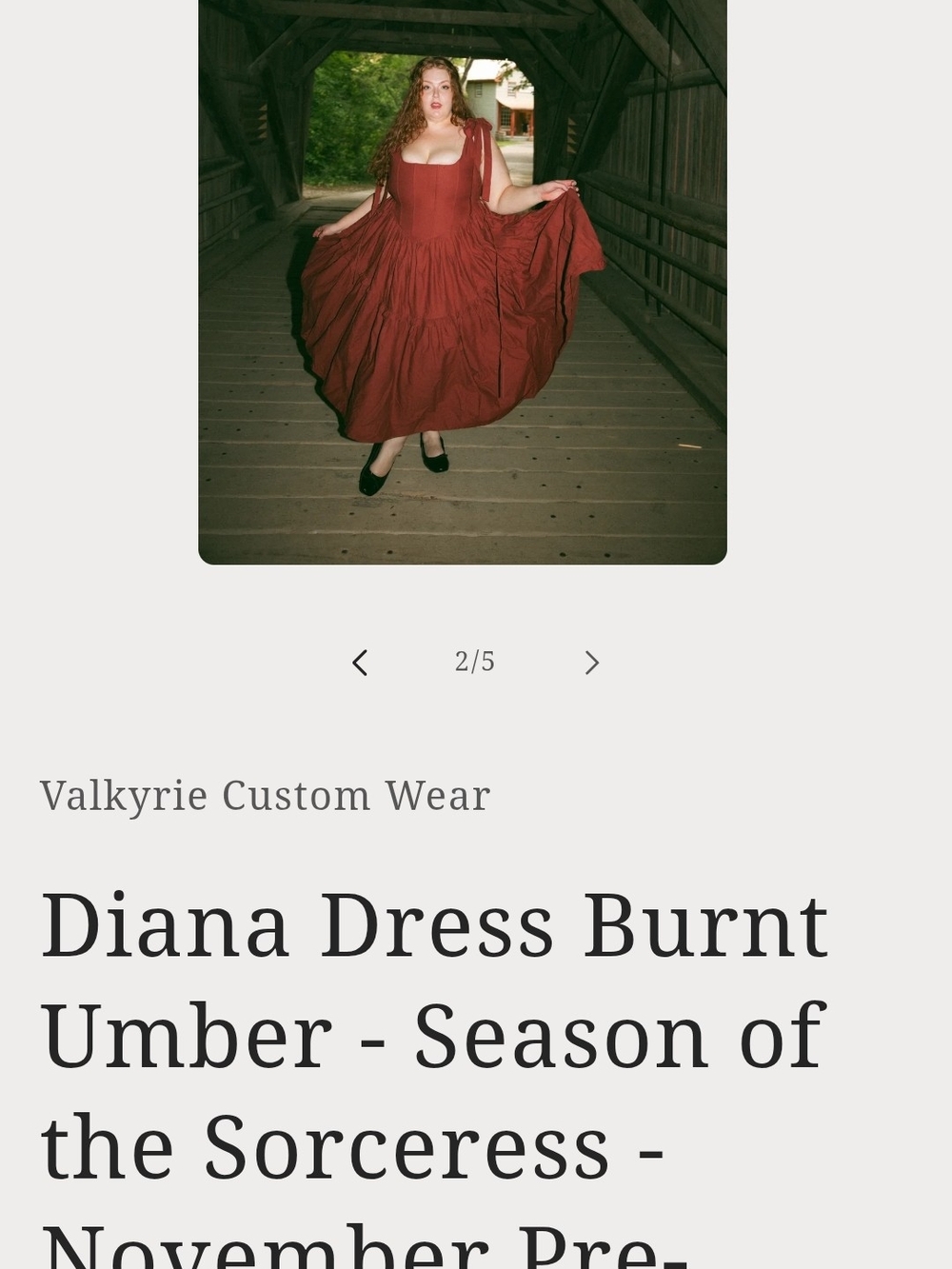 Valkyrie Collection. Diana Dress in Burnt Umber